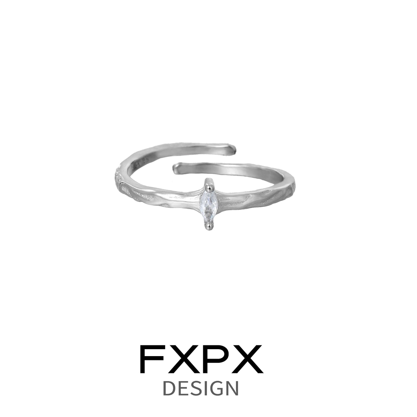 Stylish FXPX star gaze couple rings in silver with a unique design and stone accent