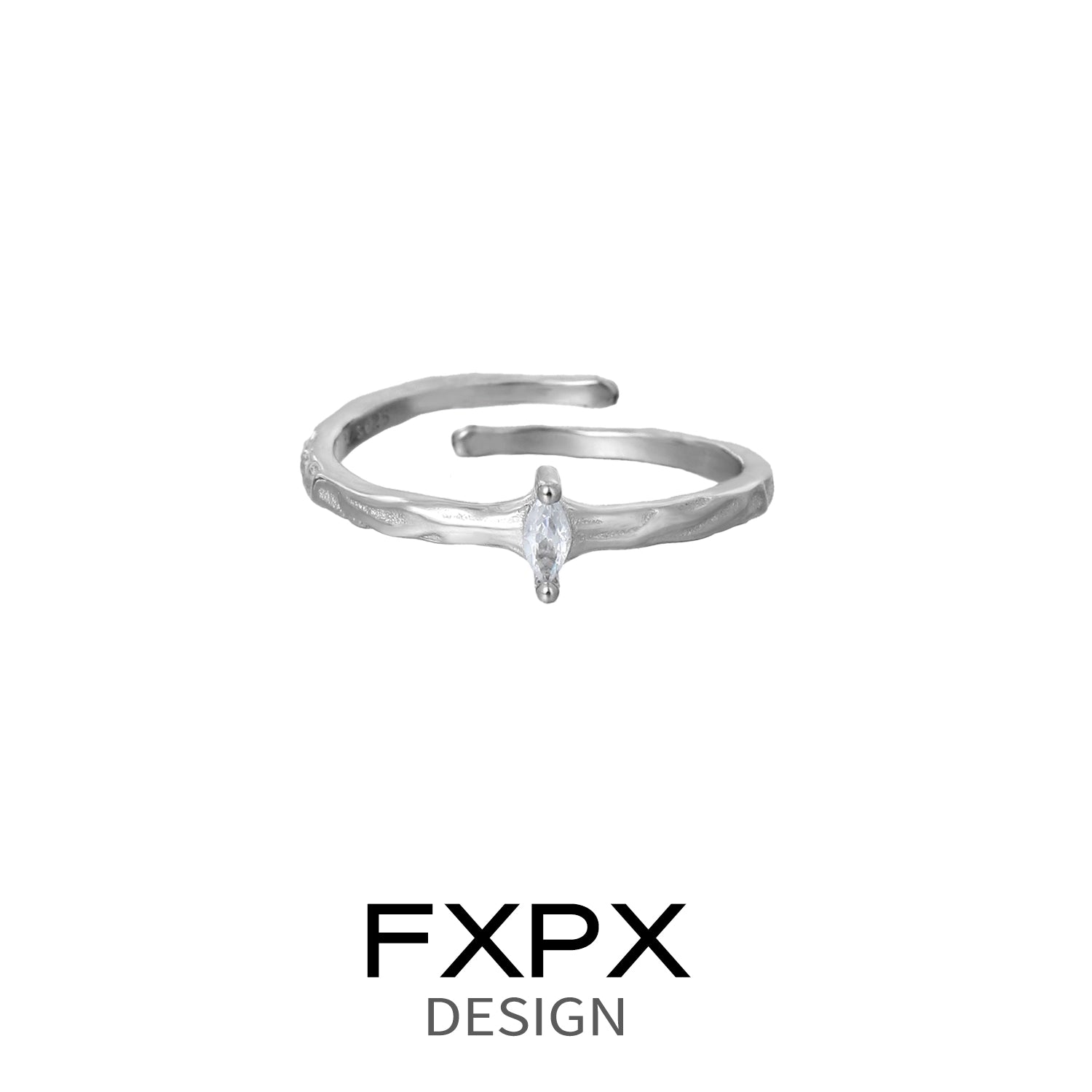 Stylish FXPX star gaze couple rings in silver with a unique design and stone accent