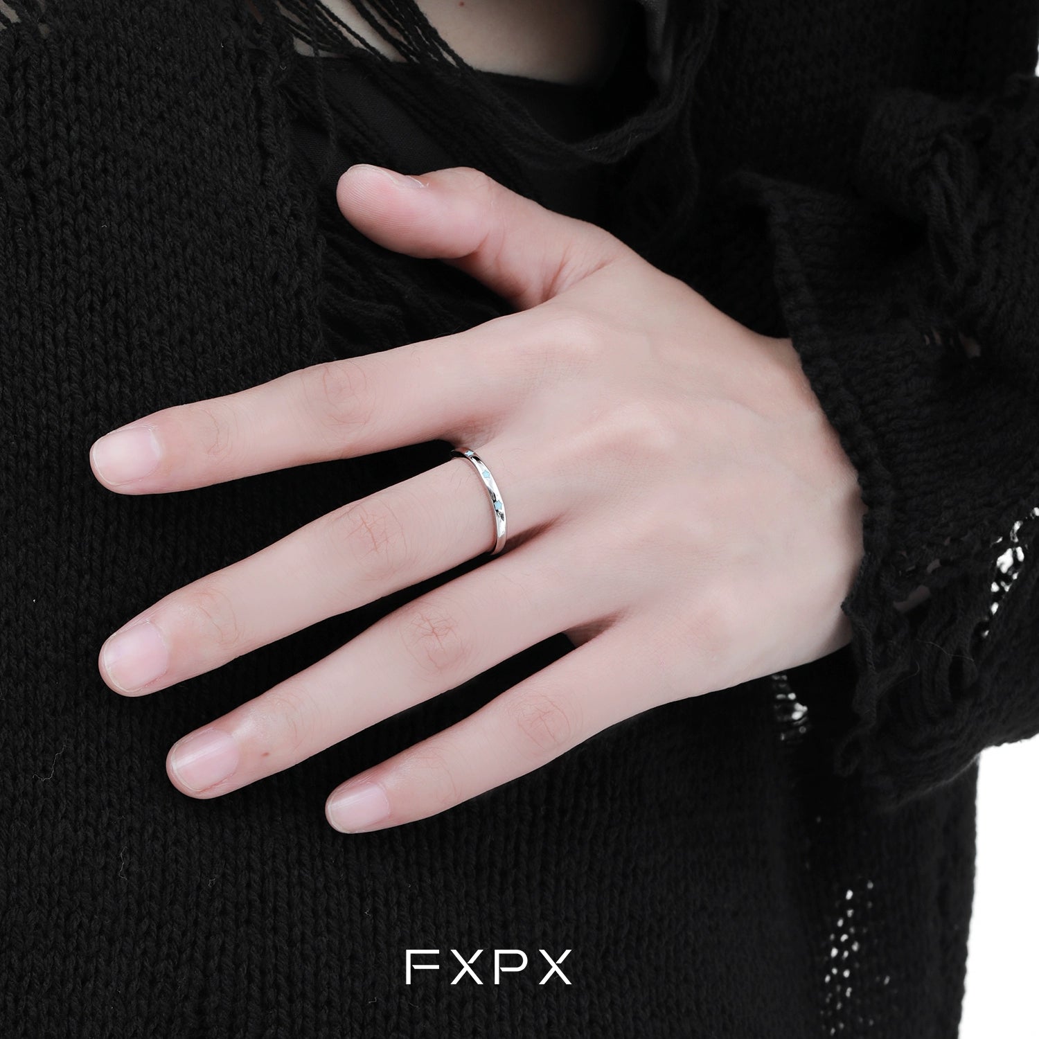 Elegant FXPX star ring for women featuring a sleek silver design for stylish everyday wear