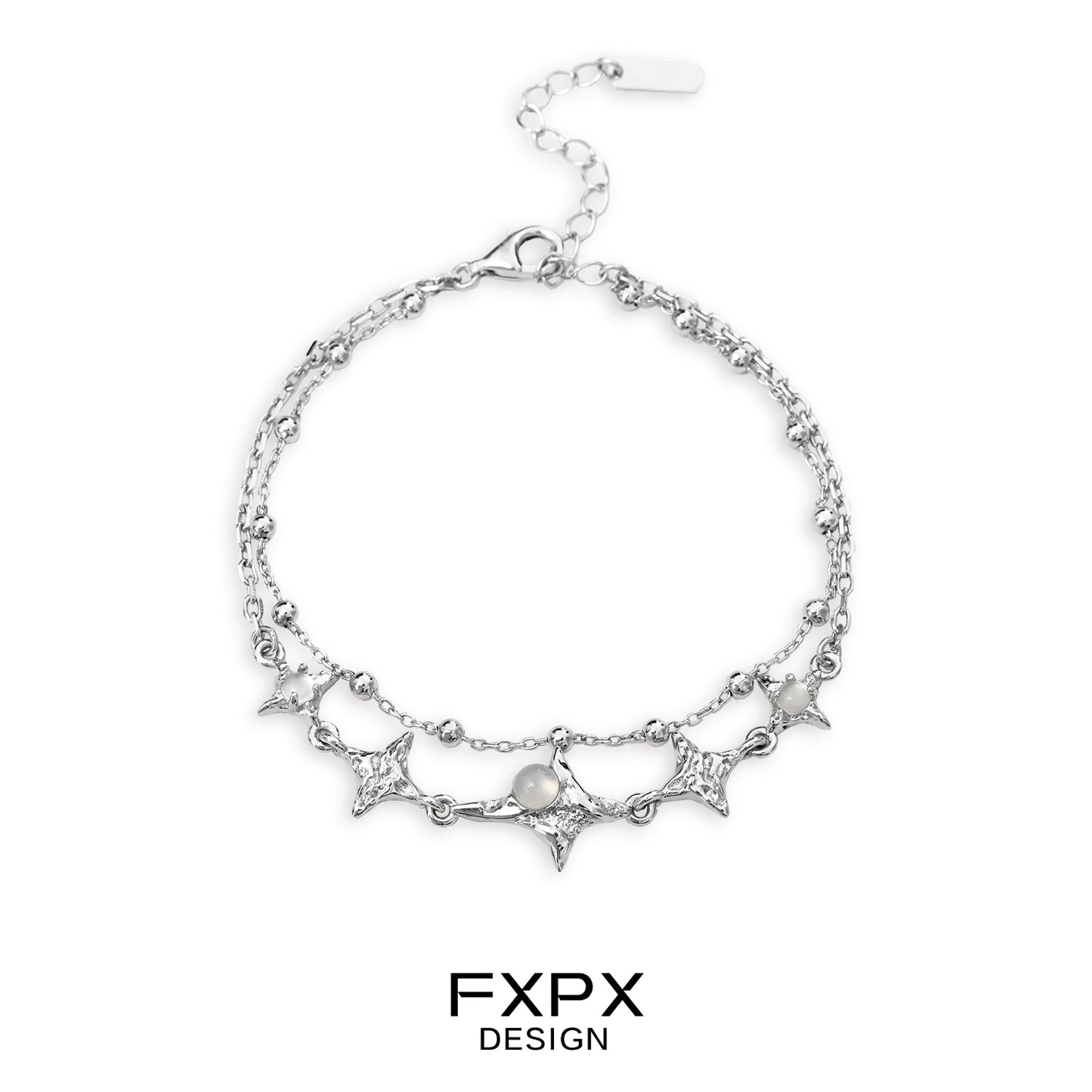 FXPX star silver bracelet with decorative star accents and pearls for a chic look