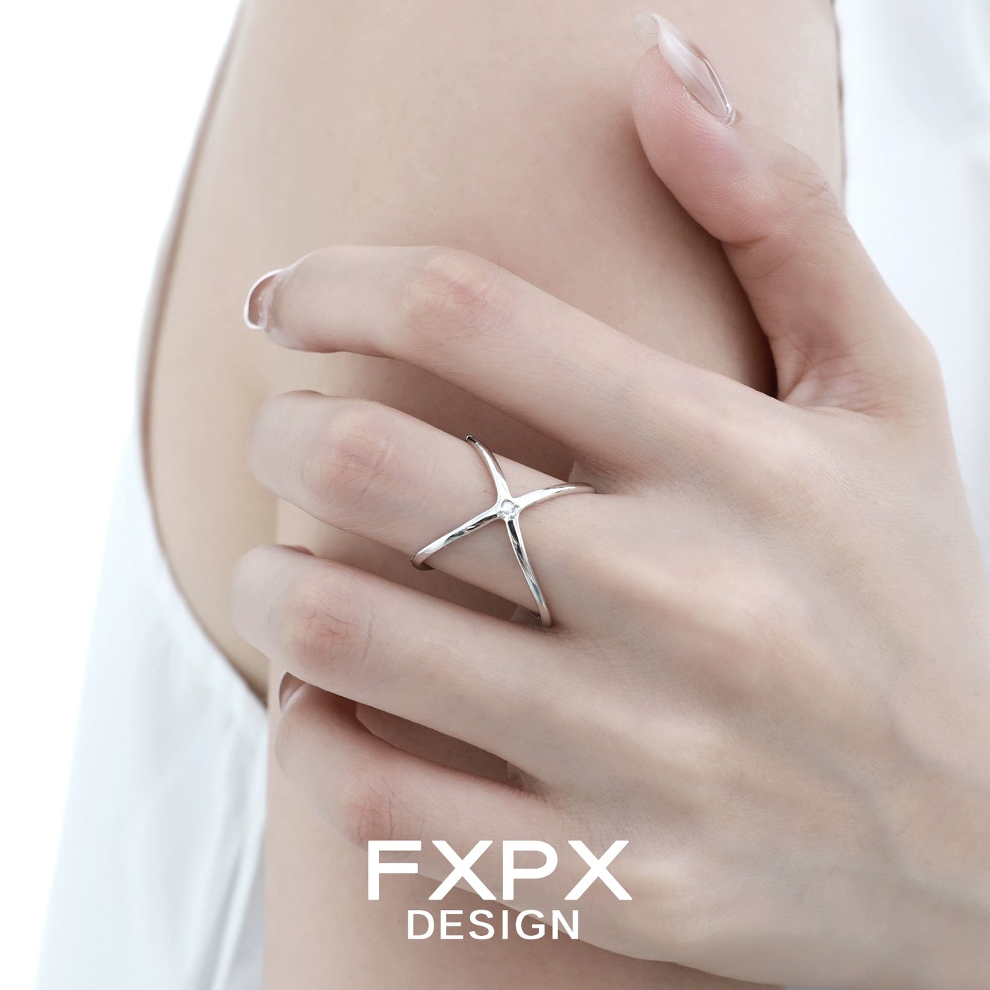 Stunning FXPX star silver ring displayed on a hand for elegant jewelry style