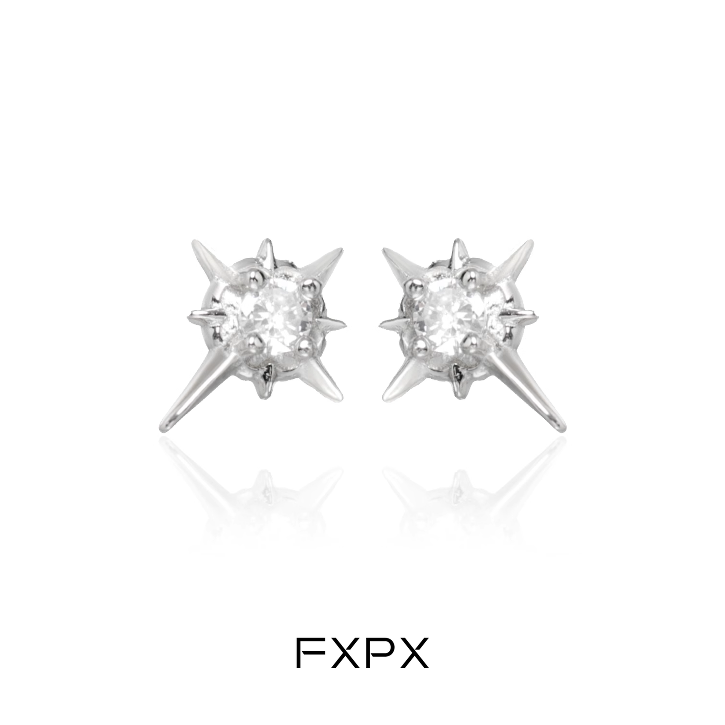 FXPX star stud earrings with a sparkling design and sharp, modern silhouette