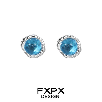 Turquoise blue screw stud earrings with a sleek silver setting for a stylish look