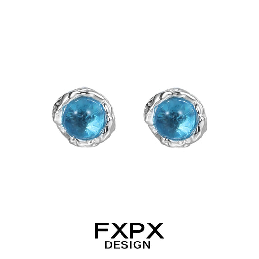 Turquoise blue screw stud earrings with a sleek silver setting for a stylish look