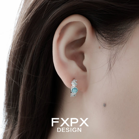 FXPX vintage blue rose earrings featuring delicate floral design with blue accents