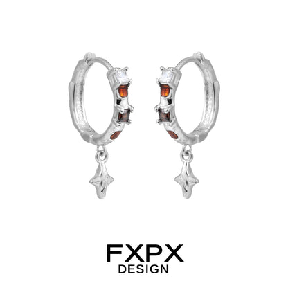 FXPX vintage checker earrings with a unique design and sparkling accents for stylish looks