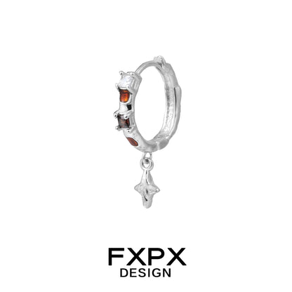 FXPX vintage checker earrings in silver with sparkling gems and unique drop design
