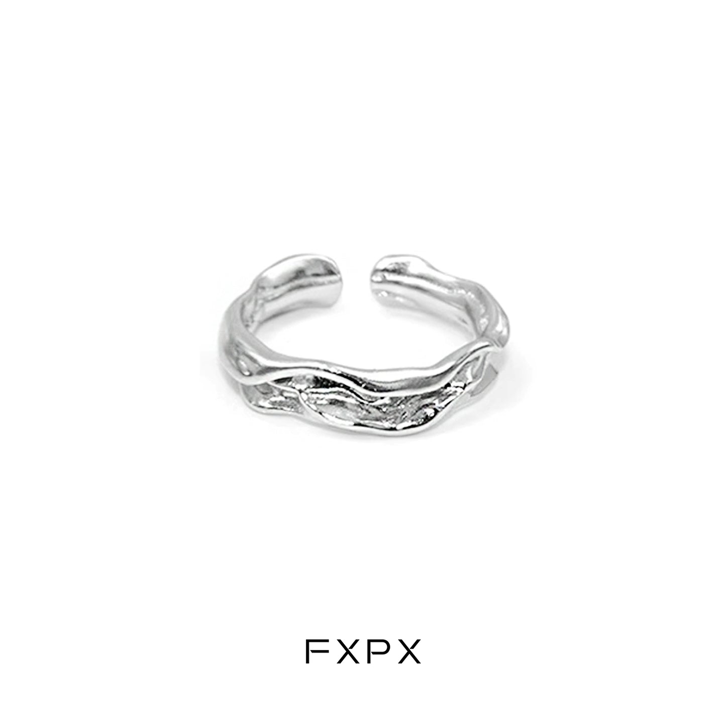 FXPX Voyage Texture Ring in silver with an organic wavy design for a unique style