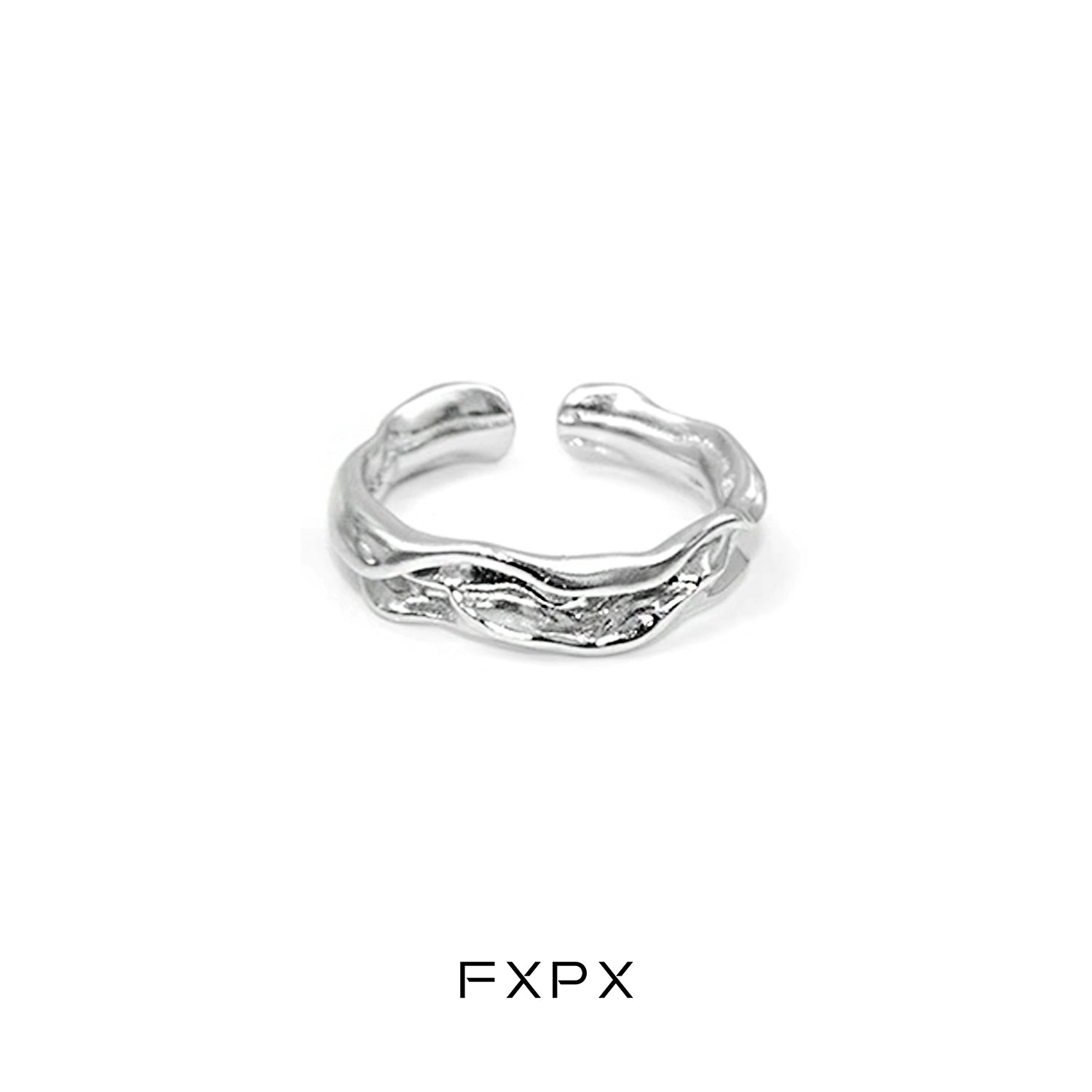 FXPX Voyage Texture Ring in silver with an organic wavy design for a unique style