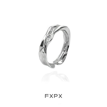 FXPX Silver Voyage Texture Ring with a Unique Organic Design for Everyday Wear