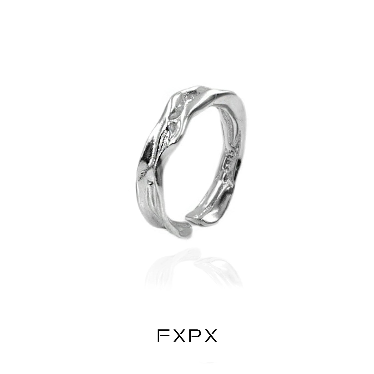 FXPX Voyage Texture Ring in Silver with a Unique Wavy Design