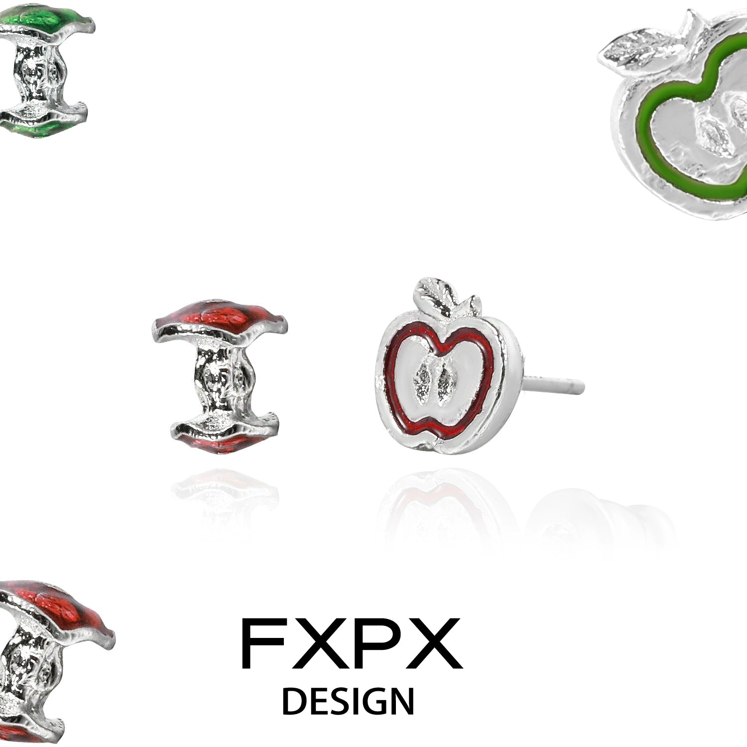 FXPX Y2K apple earrings featuring colorful designs and unique styles for trendy accessories