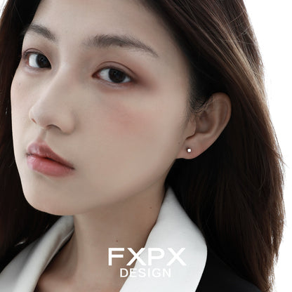 Stylish FXPX Y2K heart earrings worn by a model with natural makeup and long hair