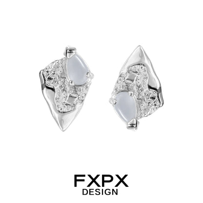 FXPX Y2K meteor earrings with a unique design featuring silver and translucent elements
