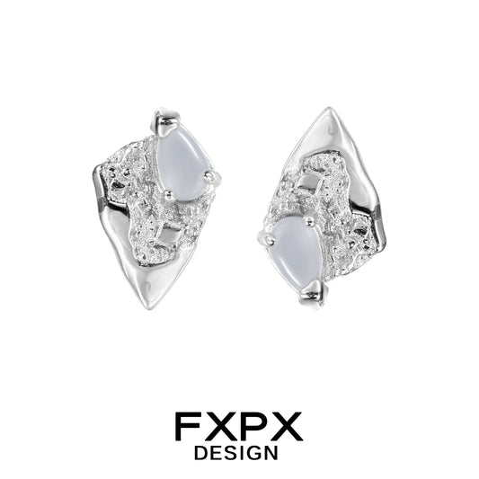 FXPX Y2K meteor earrings with a unique design featuring silver and translucent elements
