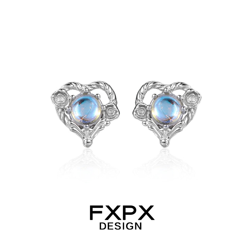 FXPX Y2K moonstone earrings featuring a celestial design with sparkling accents