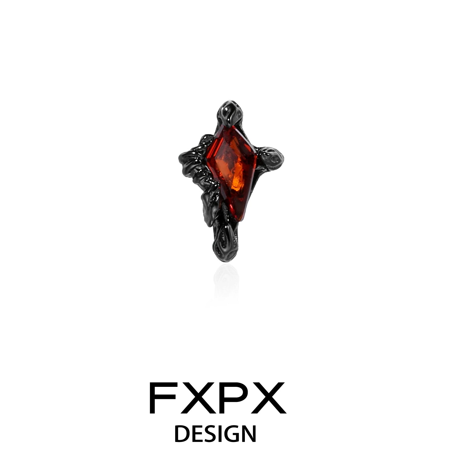 Stylish FXPX Y2K orange stud earrings with a unique black setting for modern fashion enthusiasts