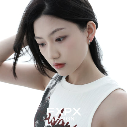 Model wearing FXPX Y2K prism glow earrings, showcasing a stylish and modern design