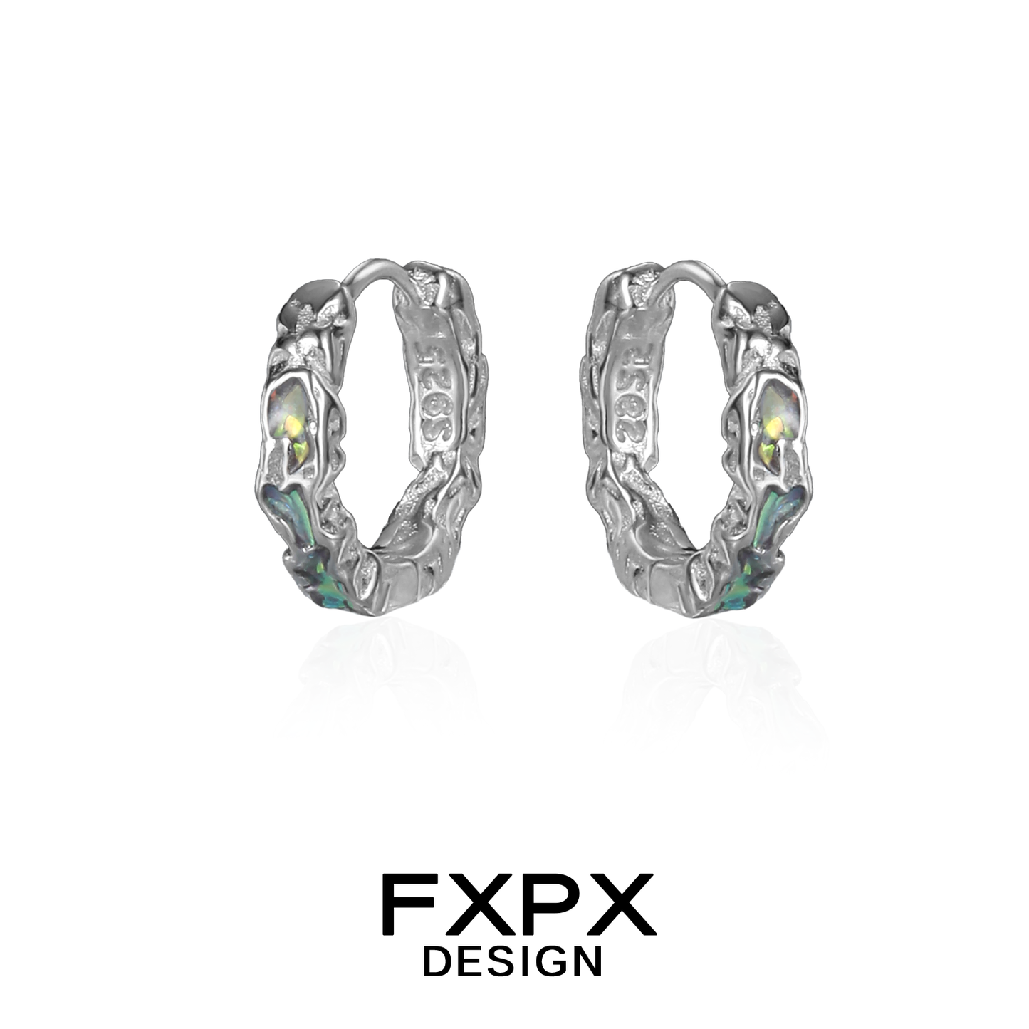 FXPX Y2K prism glow earrings with a unique design and vibrant holographic accents