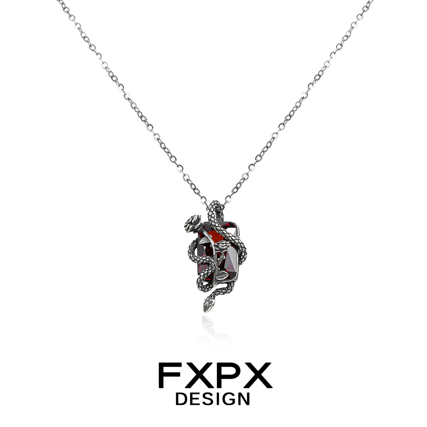 Y2K rose snake necklace by FXPX featuring a unique snake design with intricate details