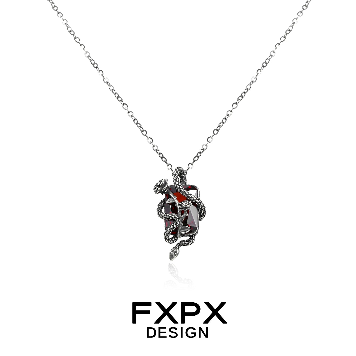 Y2K rose snake necklace by FXPX featuring a unique snake design with intricate details