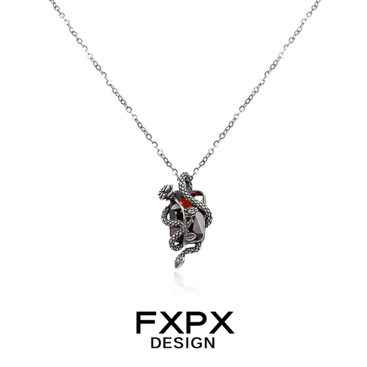 FXPX Y2K rose snake necklace featuring intricate design and unique craftsmanship