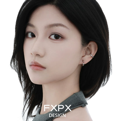 Elegant Y2K scarlet veil stud earrings designed by FXPX, perfect for trendy fashion lovers