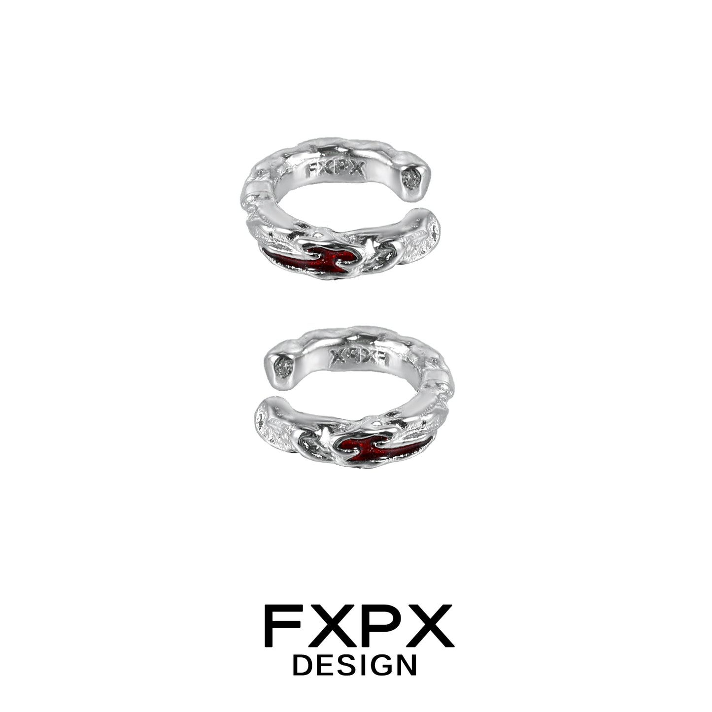 FXPX Y2K scarlet veil stud earrings in silver with intricate design for stylish looks