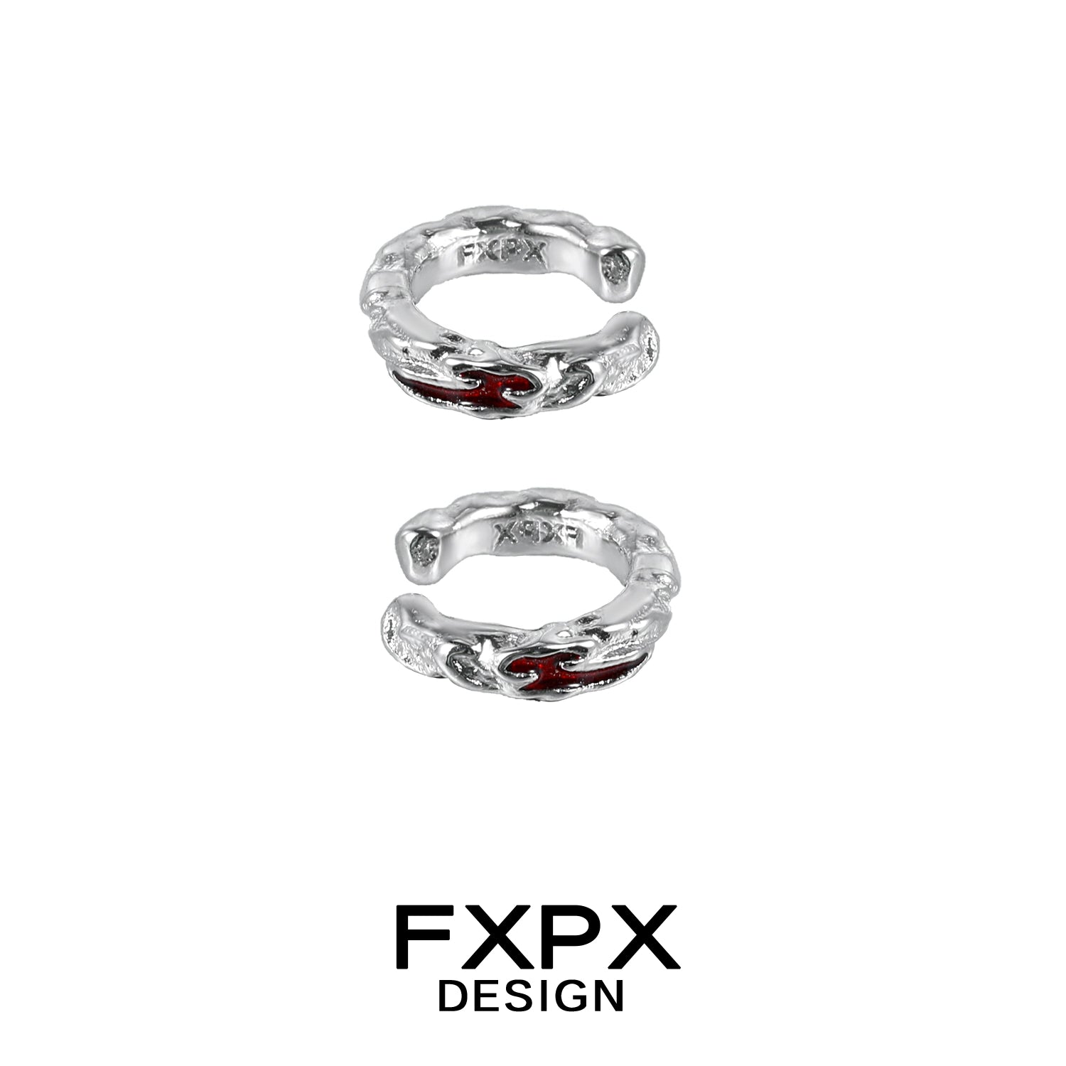 FXPX Y2K scarlet veil stud earrings in silver with intricate design for stylish looks
