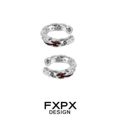 FXPX Y2K scarlet veil stud earrings in silver with intricate design for stylish looks
