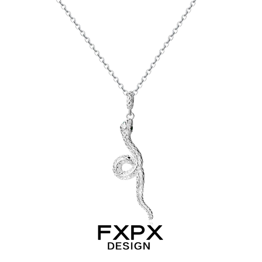 FXPX Y2K silver snake necklace with intricate detailing and a stylish design