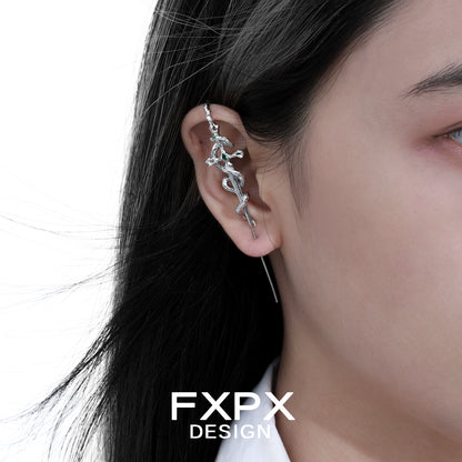 Unique FXPX Y2K snake ear piercing jewelry displaying a stylish snake design on the ear