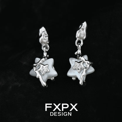 FXPX Y2K star earrings featuring unique star-shaped designs and silver accents
