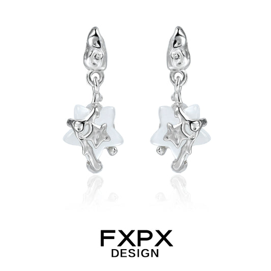 FXPX Y2K star earrings featuring a whimsical star design in silver for trendy fashion lovers