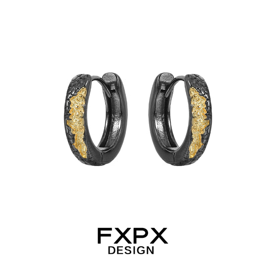 FXPX Y2K vintage earrings in black and gold for a stylish retro look