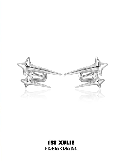 Stylish 1STXULIE galactic star geometric earrings in a sleek silver design