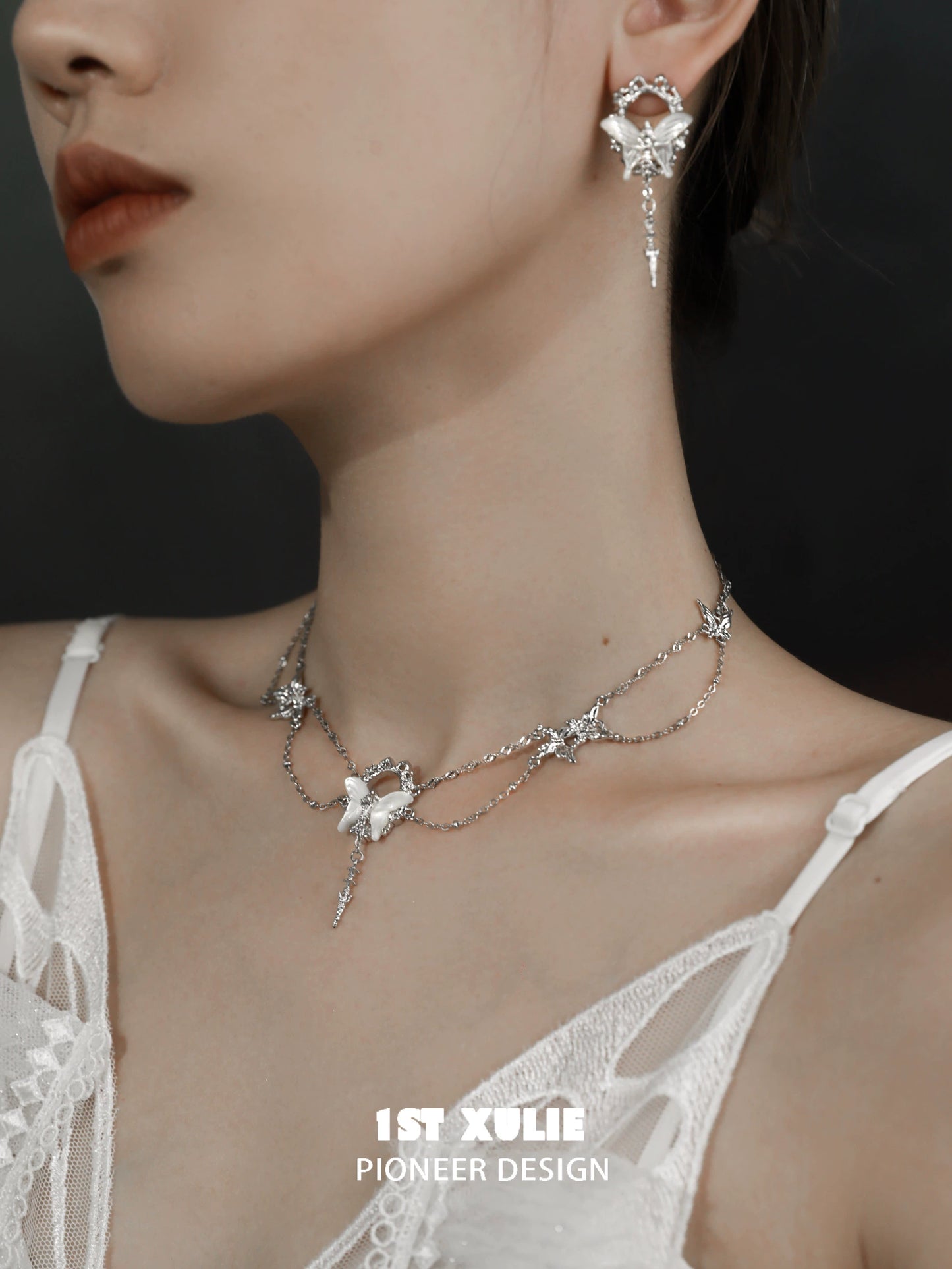 Elegant gothic butterfly necklace with intricate silver design for stylish accessories