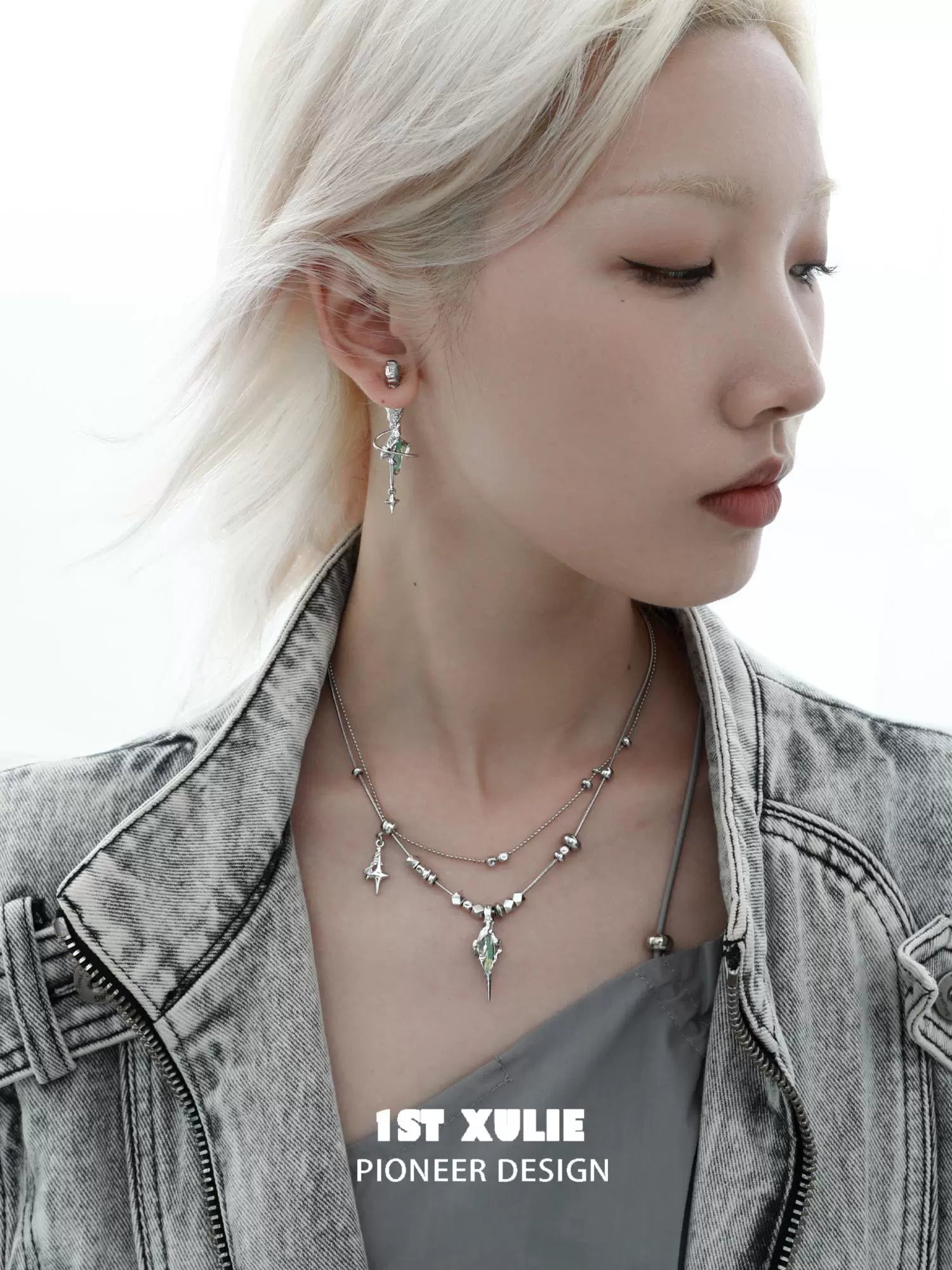 1ST XULIE Gothic Dream Core Earrings in Silver with Unique Design for Fashion Statement