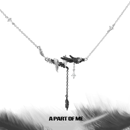 Gothic feather necklace by A PART OF ME featuring intricate hand and feather details
