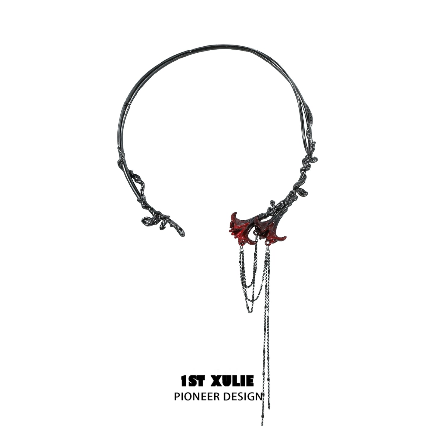 Gothic mandala necklace by 1STXULIE with intricate design and cascading chains for a stylish look.