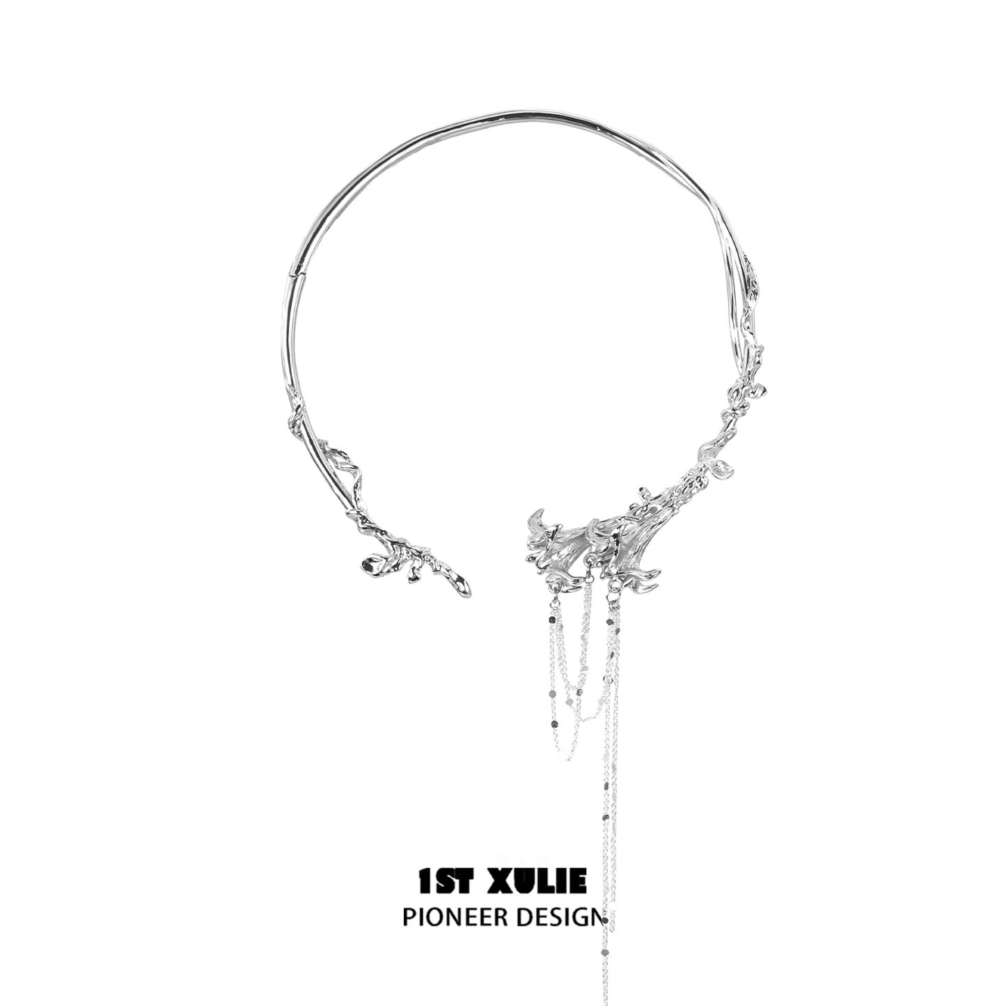 Unique 1STXULIE gothic mandala necklace with intricate design and elegant chain details