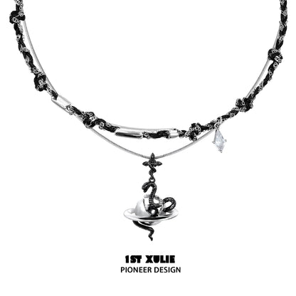 Gothic snake necklace with intricate design and unique charm for a stylish accessory