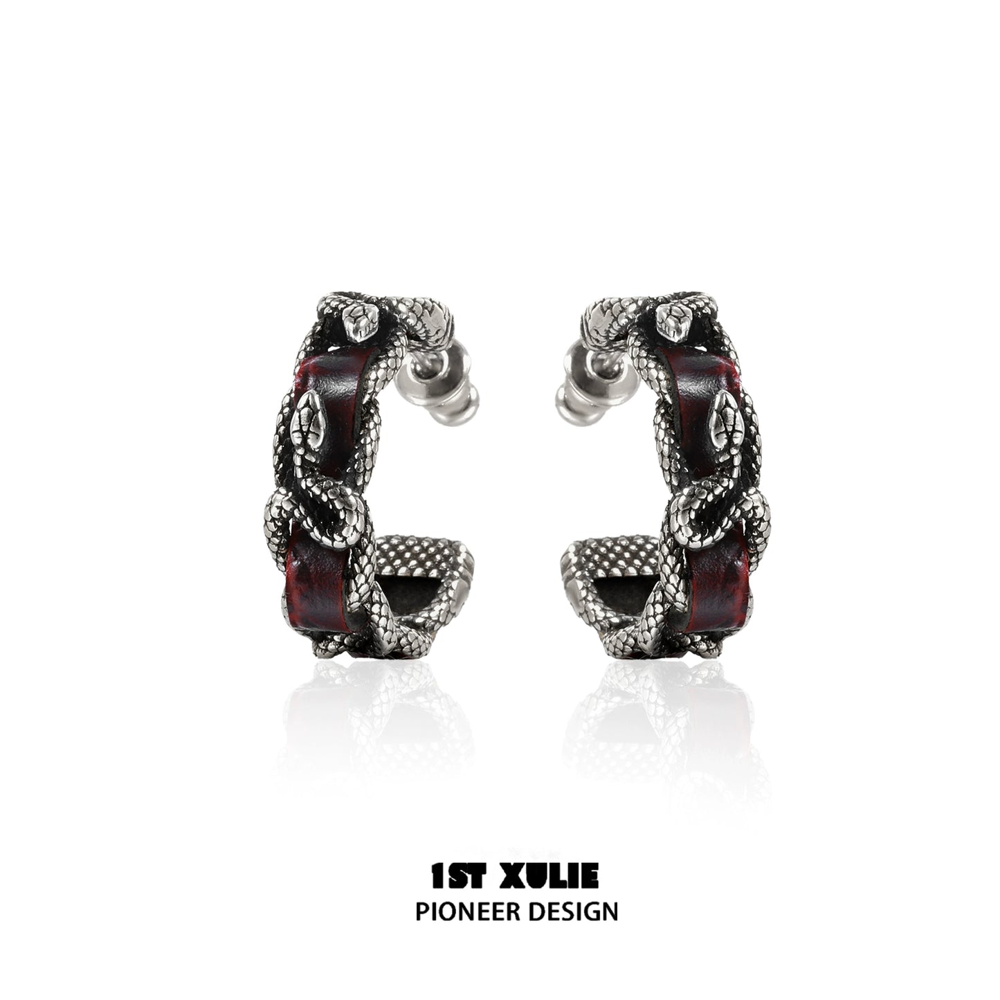 Gothic venomous spirit earrings with unique snake design and red accents for a bold style
