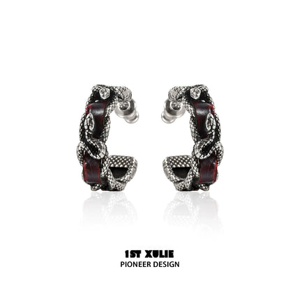 Gothic venomous spirit earrings with unique snake design and red accents for a bold style