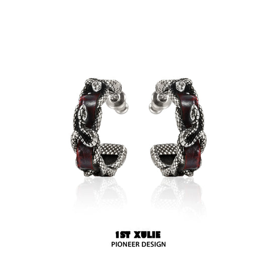 Gothic venomous spirit earrings with unique snake design and red accents for a bold style