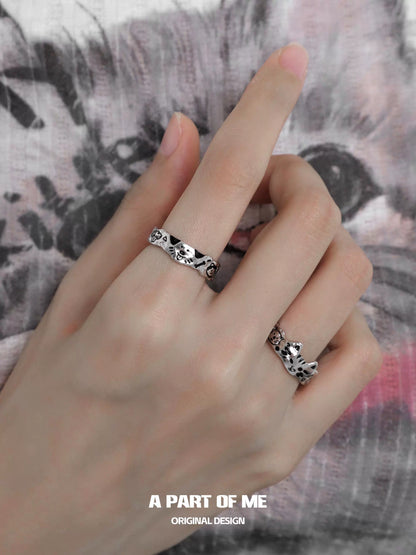 Graffiti pet couple rings by A PART OF ME, featuring intricate designs for pet lovers