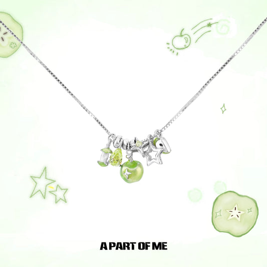 Green Apple Star Necklace by A PART OF ME featuring silver chain and charm accents