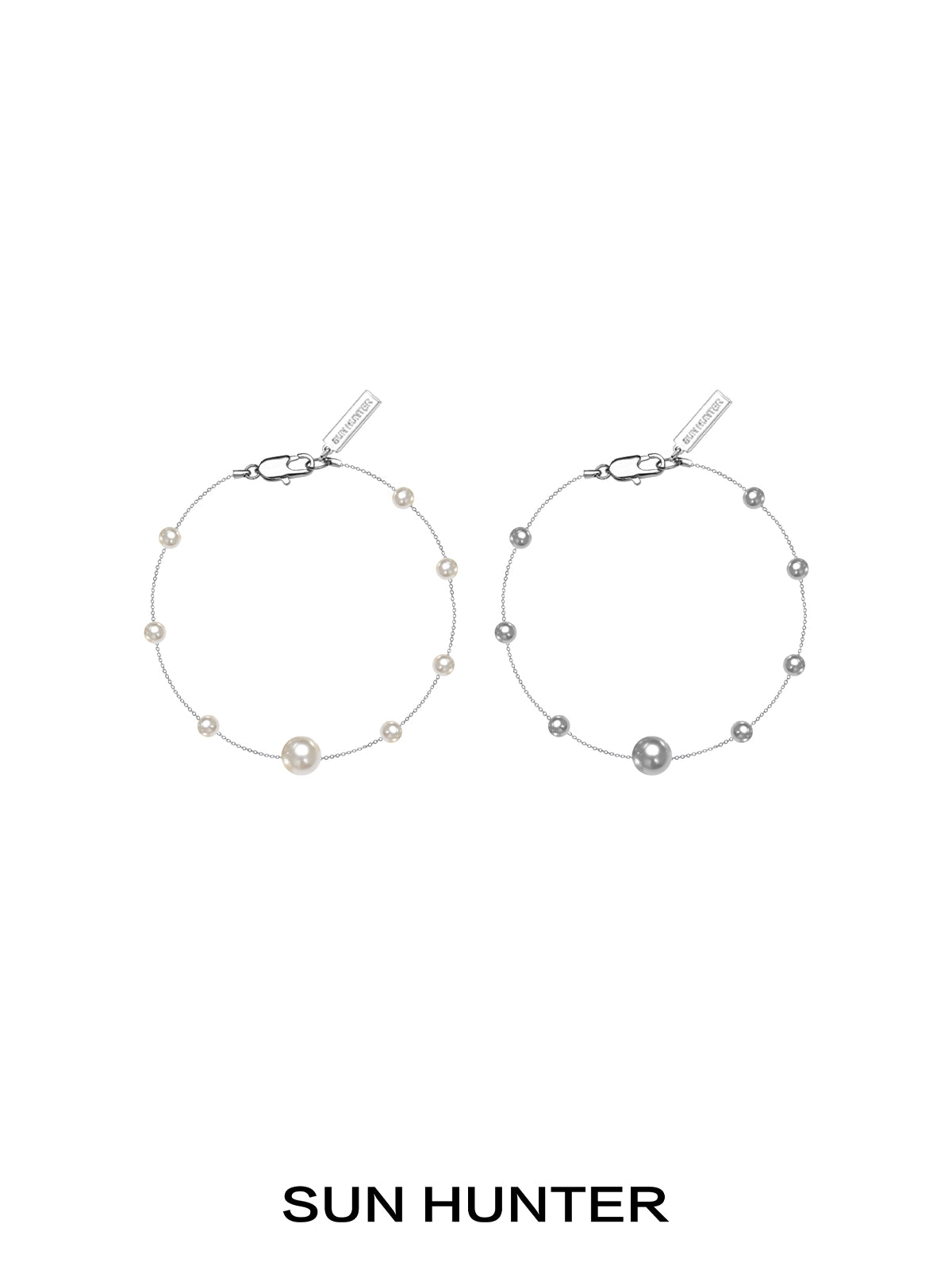 SUN HUNTER gypsy star pearl bracelet in silver and gold with decorative pearl accents