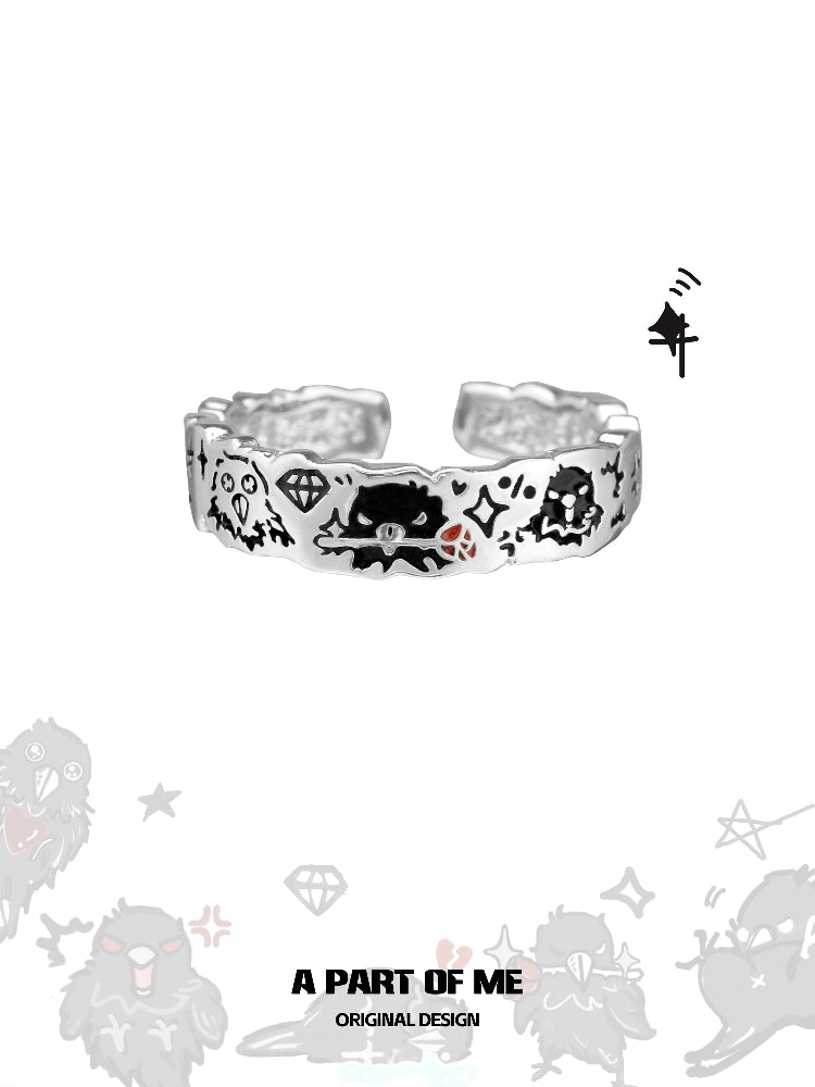 Hand painted crow ring by A PART OF ME featuring unique artistic designs and intricate details