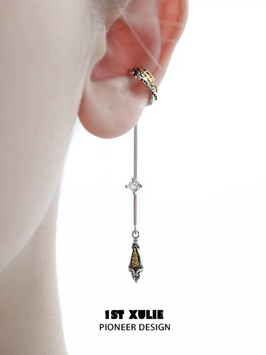 1ST XULIE Immortal Love Letter Ear Clips with Elegant Design and Unique Drop Detail